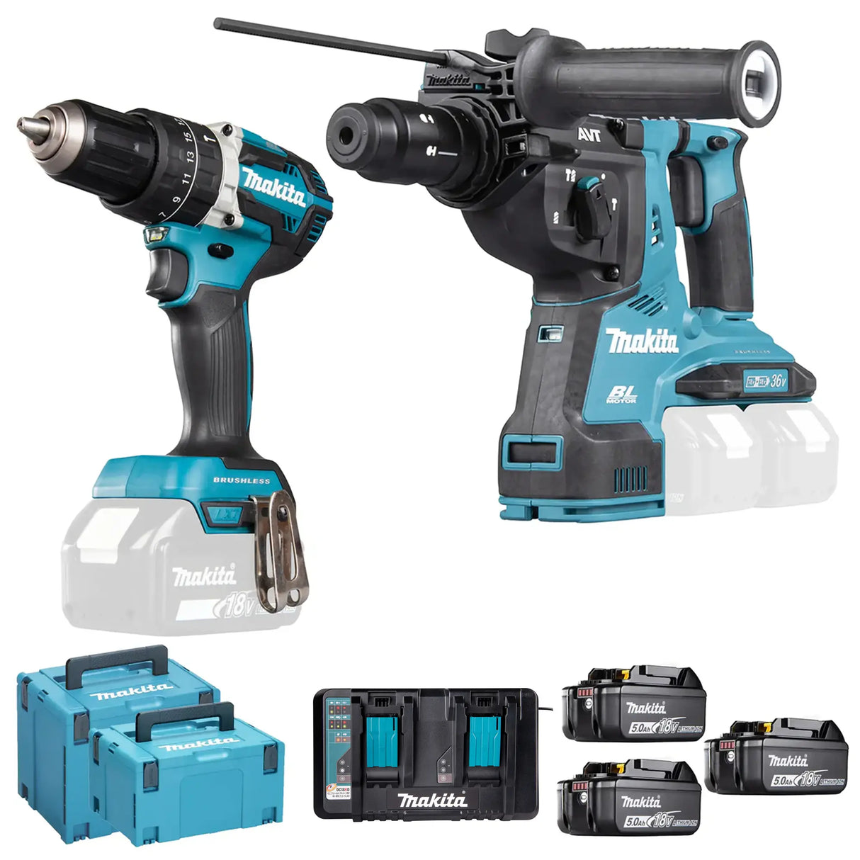 Set elettroutensili Makita DLX2280PTJ 18V 5Ah