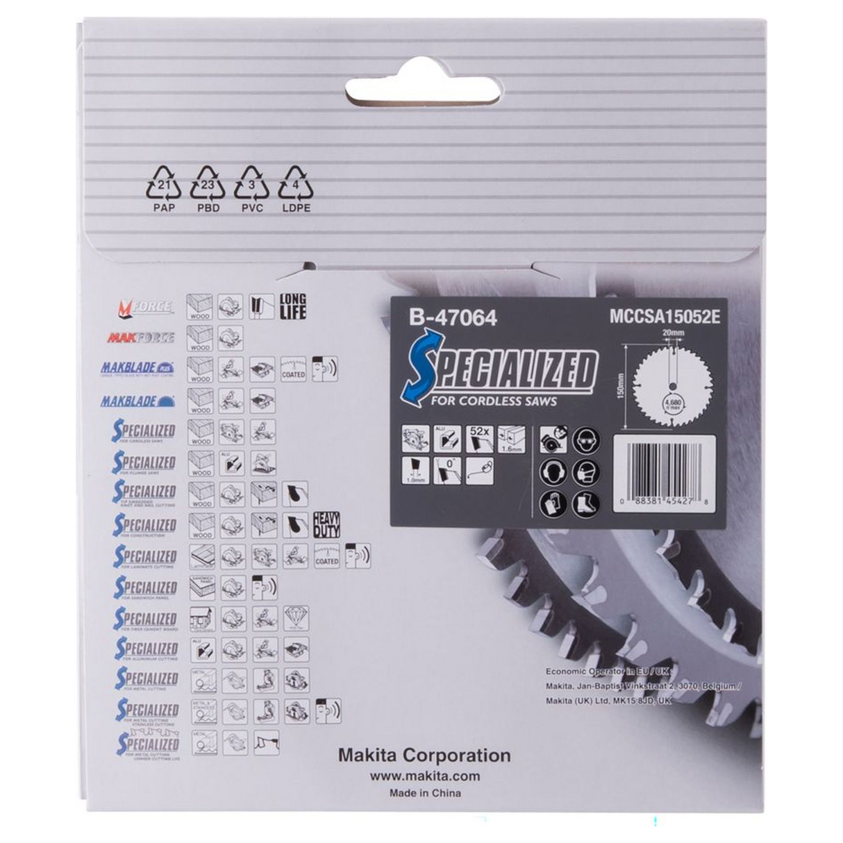 B-47064 - Kreissägeblatt Makita B-47064 150 mm 52T Aluminium - Bild 5