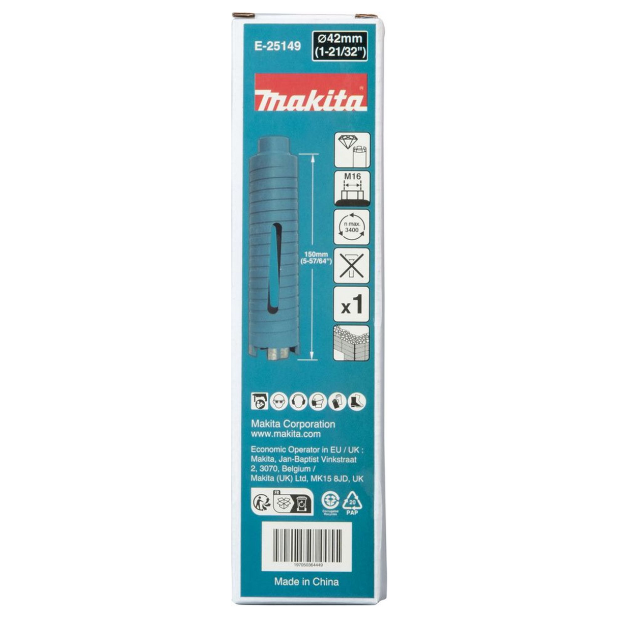 Corona Diamantata Makita E-25149 42x150mm M16 a Secco
