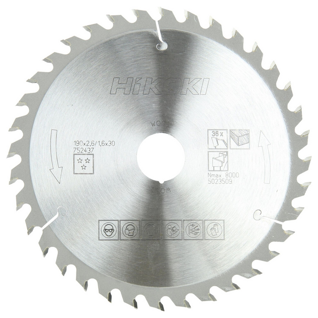 752437 - HiKOKI 752437 190x30mm Z36 Sägeblatt für Holz mit wechselnden Zähnen