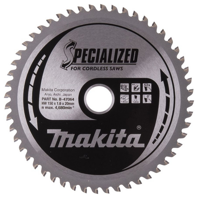 B-47064 - Kreissägeblatt Makita B-47064 150 mm 52T Aluminium - Bild 2