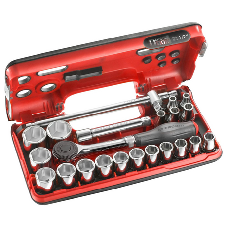S.360DBOX4PB - Facom S.360DBOX4PB 1/2" Steckschlüsselsatz mit Ratsche (22-teilig)
