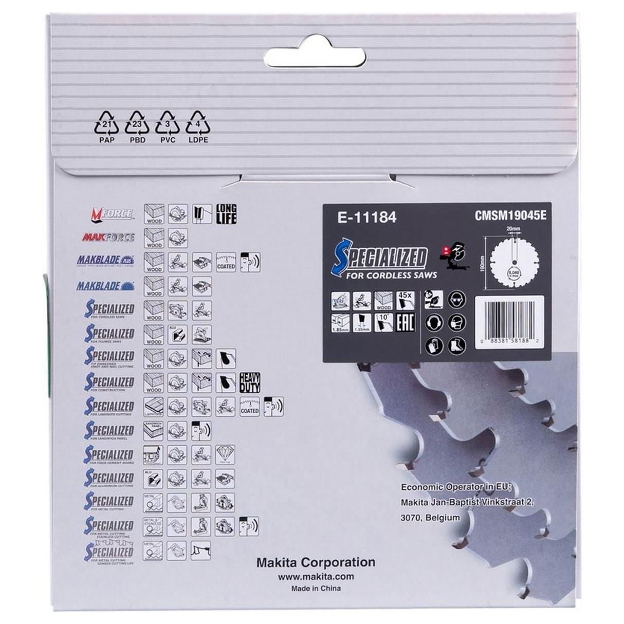 E-11184 - Lama EFFICUT Makita E-11184 190/20 45 Denti - Immagine 5