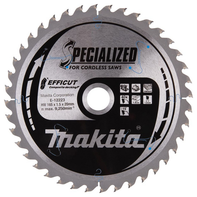 E-12223 - Kreissägeblatt Makita Efficut E-12223 165x20mm 40T - Bild 2