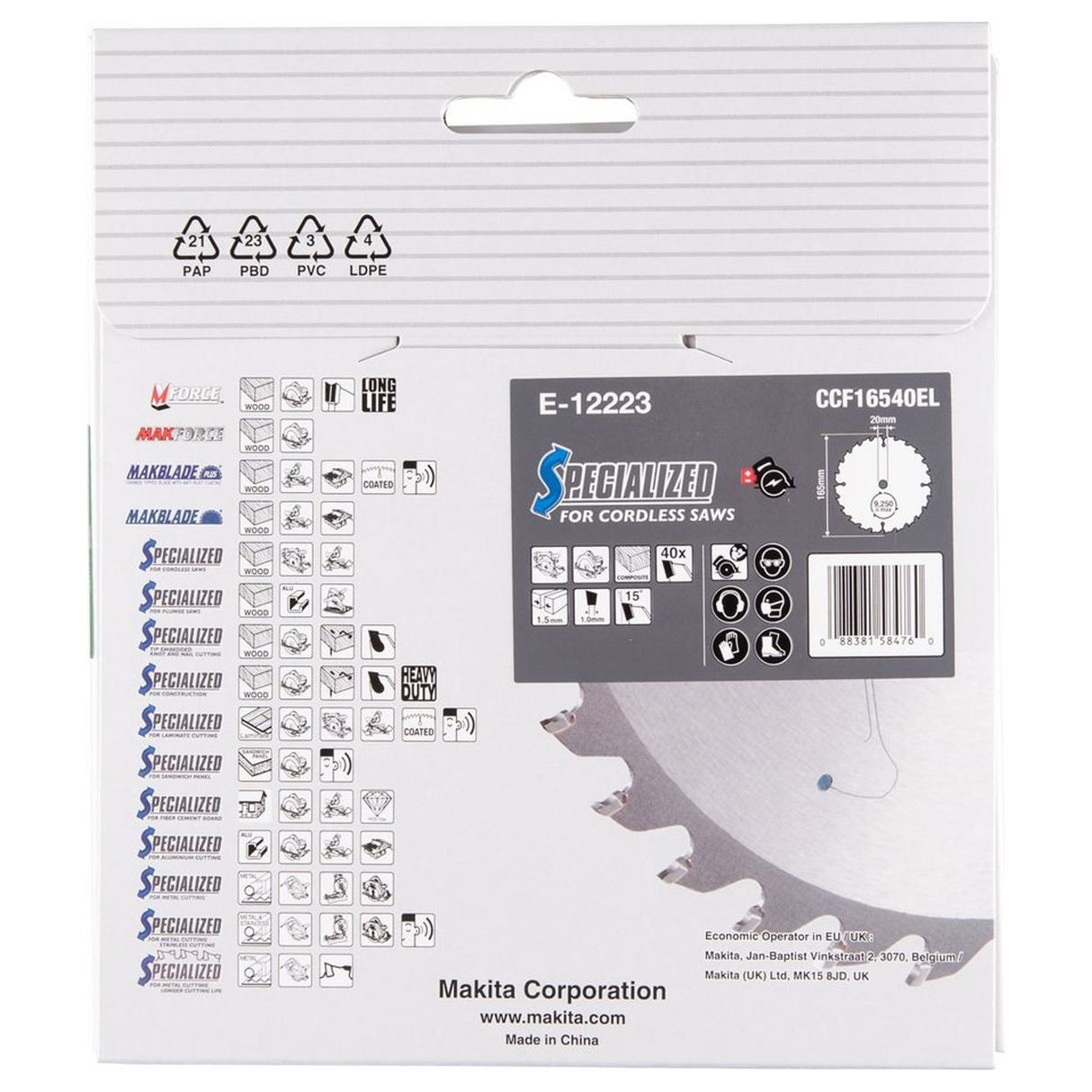 E-12223 - Kreissägeblatt Makita Efficut E-12223 165x20mm 40T - Bild 6