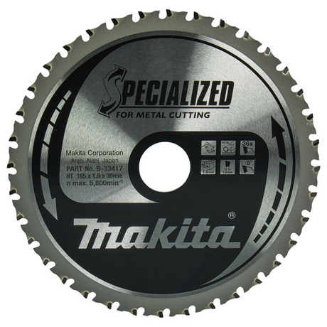 B-33417 - Kreissägeblatt Makita B-33417 Spezialisiertes Hartmetall-Tunnelstrahlgerät 185 mm 36T - Bild 2