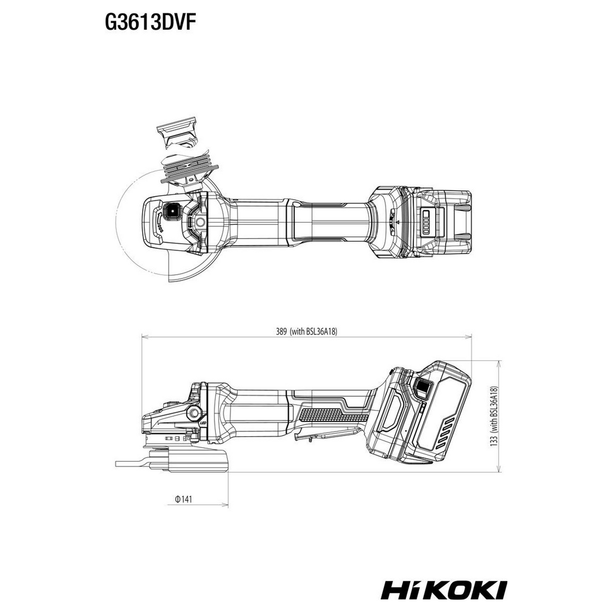 G3613DVFW2Z - HiKOKI G3613DVFW2Z 36V 125mm Winkelschleifer - Bild 12