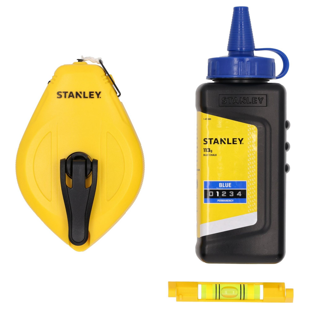 Kit Tracciatore Stanley STHT47113-0 30m ABS con Polvere Blu e Livella