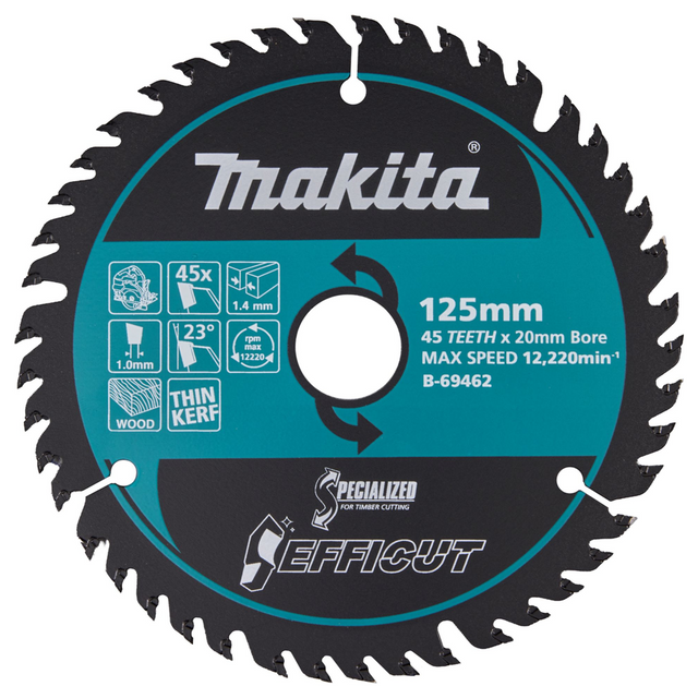 B-69462 - Lama Efficut T.C.T. Makita B-69462 125x20mm 45 Denti - Immagine 2