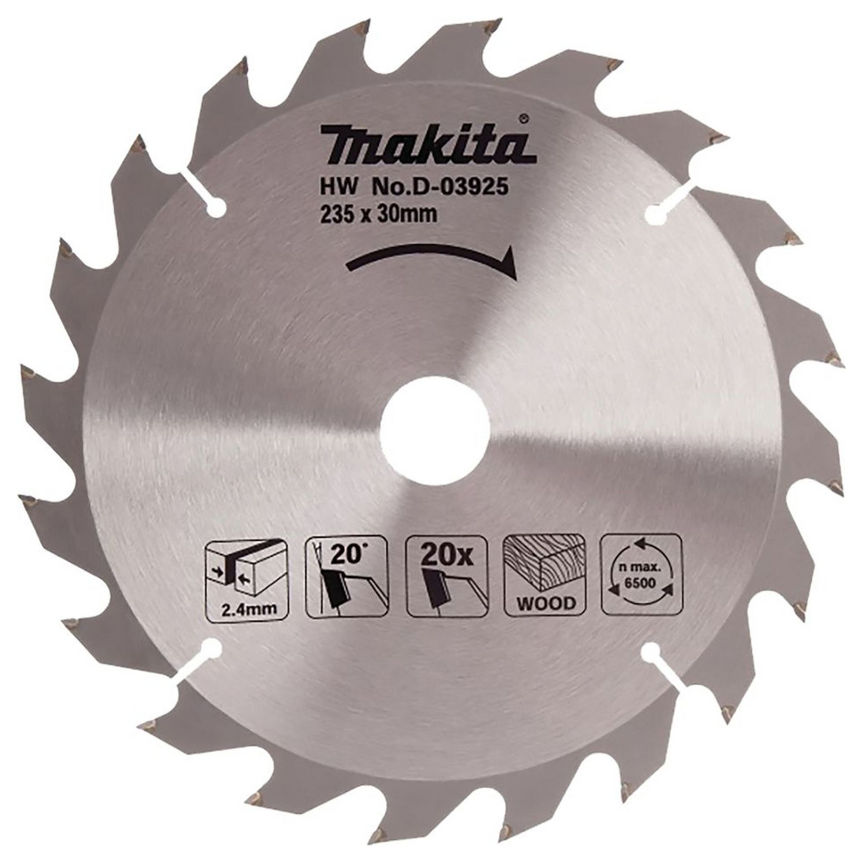 D-03925 - Standard-Hartmetall-Klinge Makita D-03925 235x30mm 20T - Bild 2