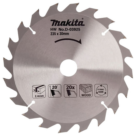 D-03925 - Standard-Hartmetall-Klinge Makita D-03925 235x30mm 20T - Bild 2